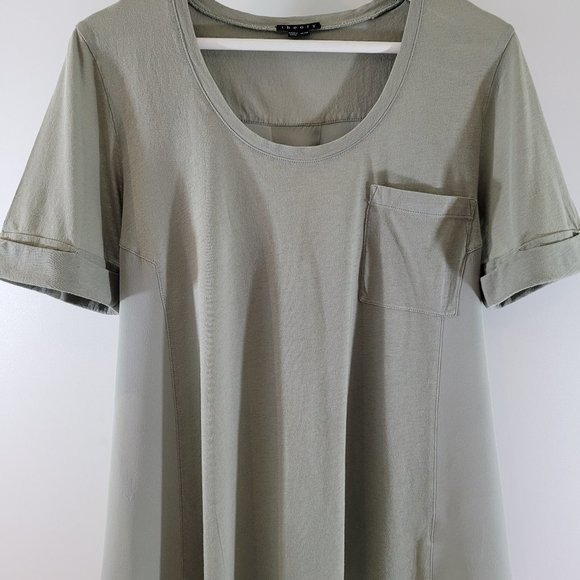 Theory Mixed Media Silk & Cotton swing t-shirt - Picture 1 of 9